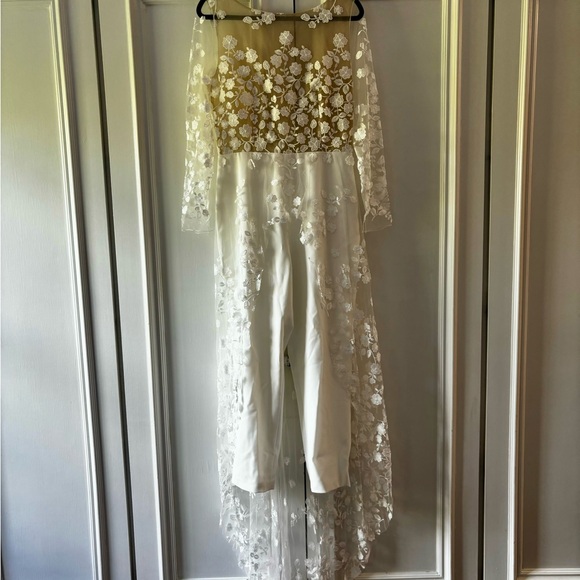 BRAND NEW Rime Arodaky Patsy lace-trimmed embroidered tulle and crepe jumpsuit!! - Picture 7 of 8